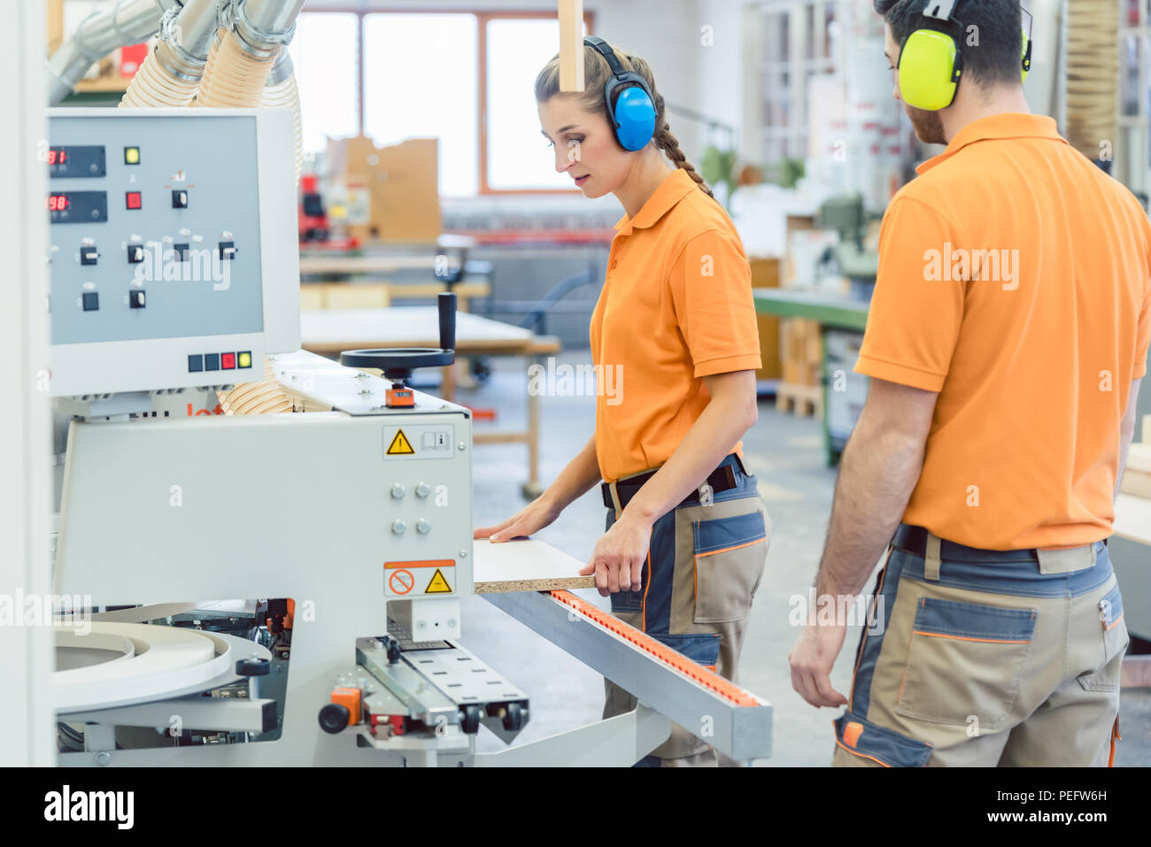 Workers in Furniture Factory in the production process Stock Photo Alamy