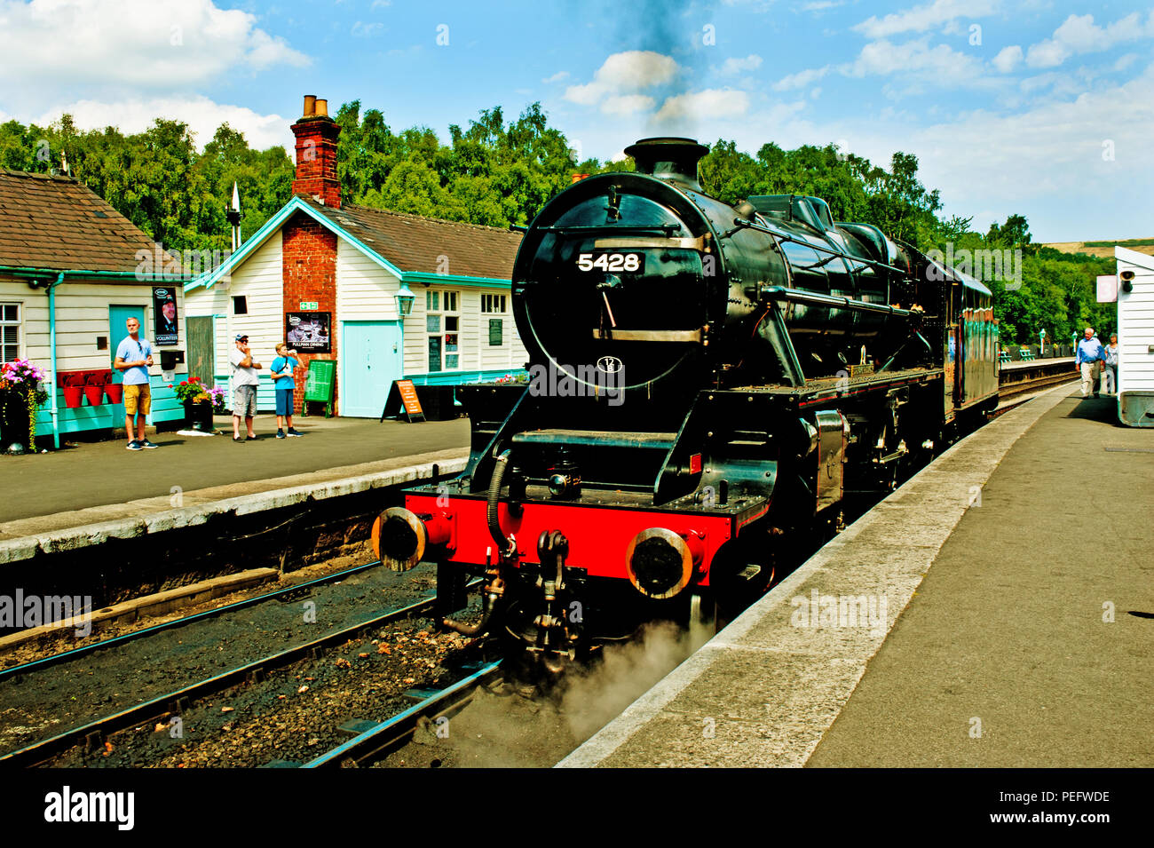 LMS Black 5 No 5428 at Grosmont, North Yorkshire Moors Railway, England Stock Photo