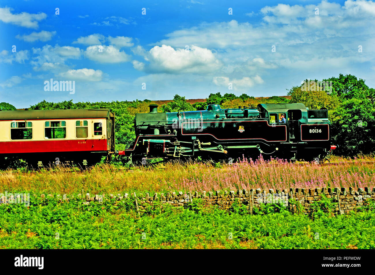 Standard Tank No 80136 at Moorgates, North Yorkshire Moors Railway, England Stock Photo