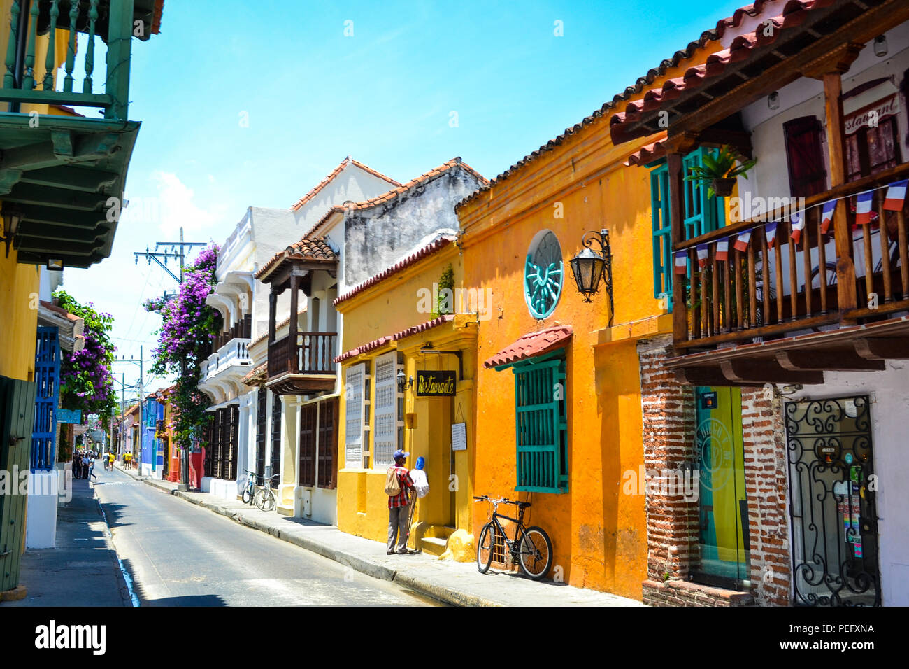 Cartagena De Indias Colombia July 26 2017 Colorful Streets Of Cartagena Colombia Stock Photo Alamy