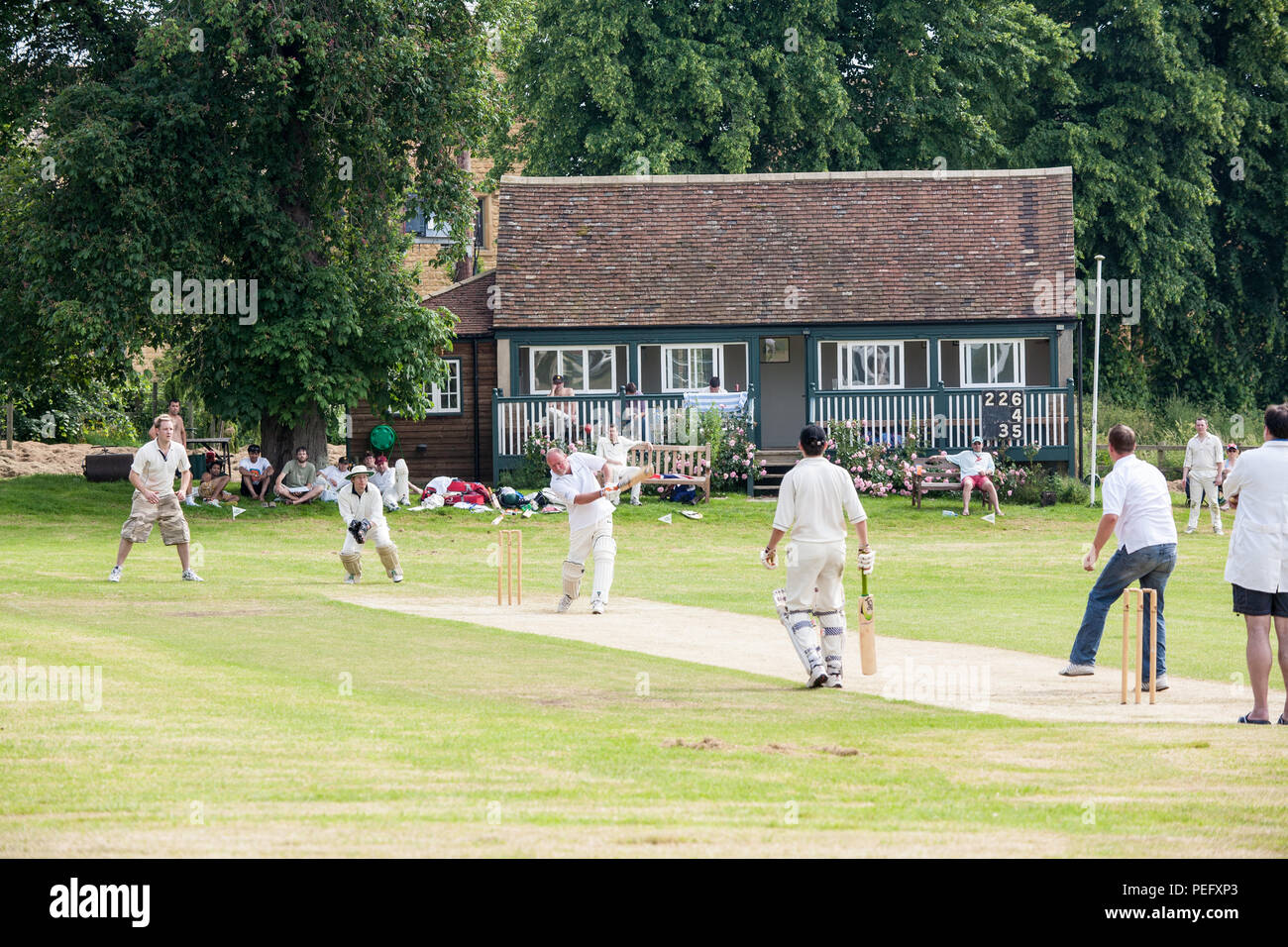 Village cricket game match in at St Philips North Cricket Club,Stanton