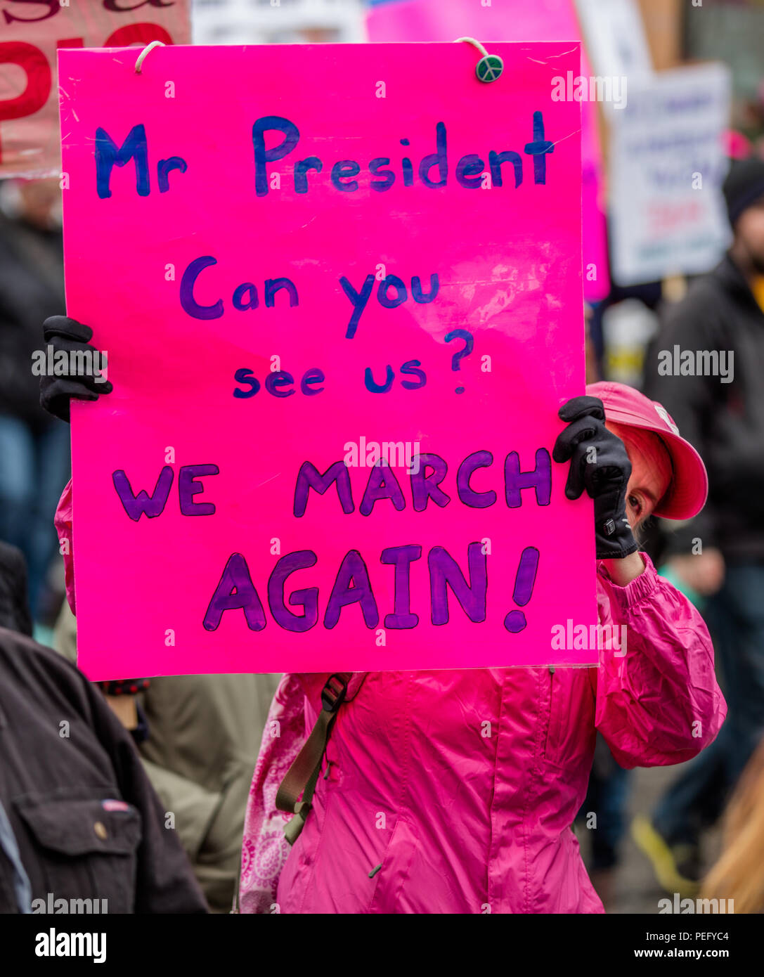 Women's March 2018 in Seattle Stock Photo