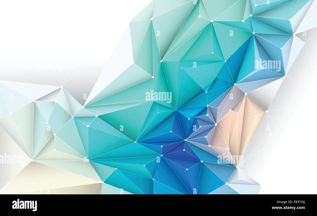 Vector 3D Illustration Geometric, Polygon, Line,Triangle pattern shape with molecule structure. Polygonal with yellow, green, blue background. Abstrac Stock Vector