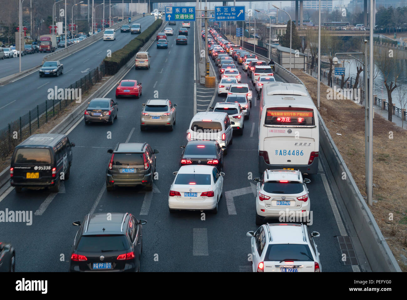 Highway traffic in Beijing Stock Photo