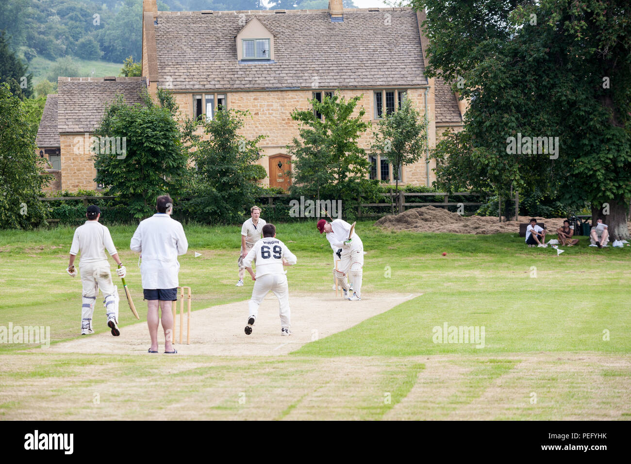 Village cricket game match in at St Philips North Cricket Club,Stanton