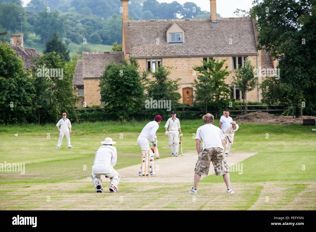 Village cricket game match in at St Philips North Cricket Club,Stanton