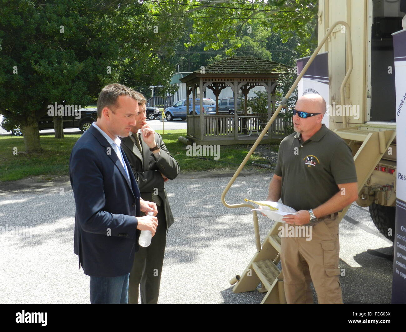 Acting Army Undersecretary Eric Fanning (left) views a CBRNE Analytical ...