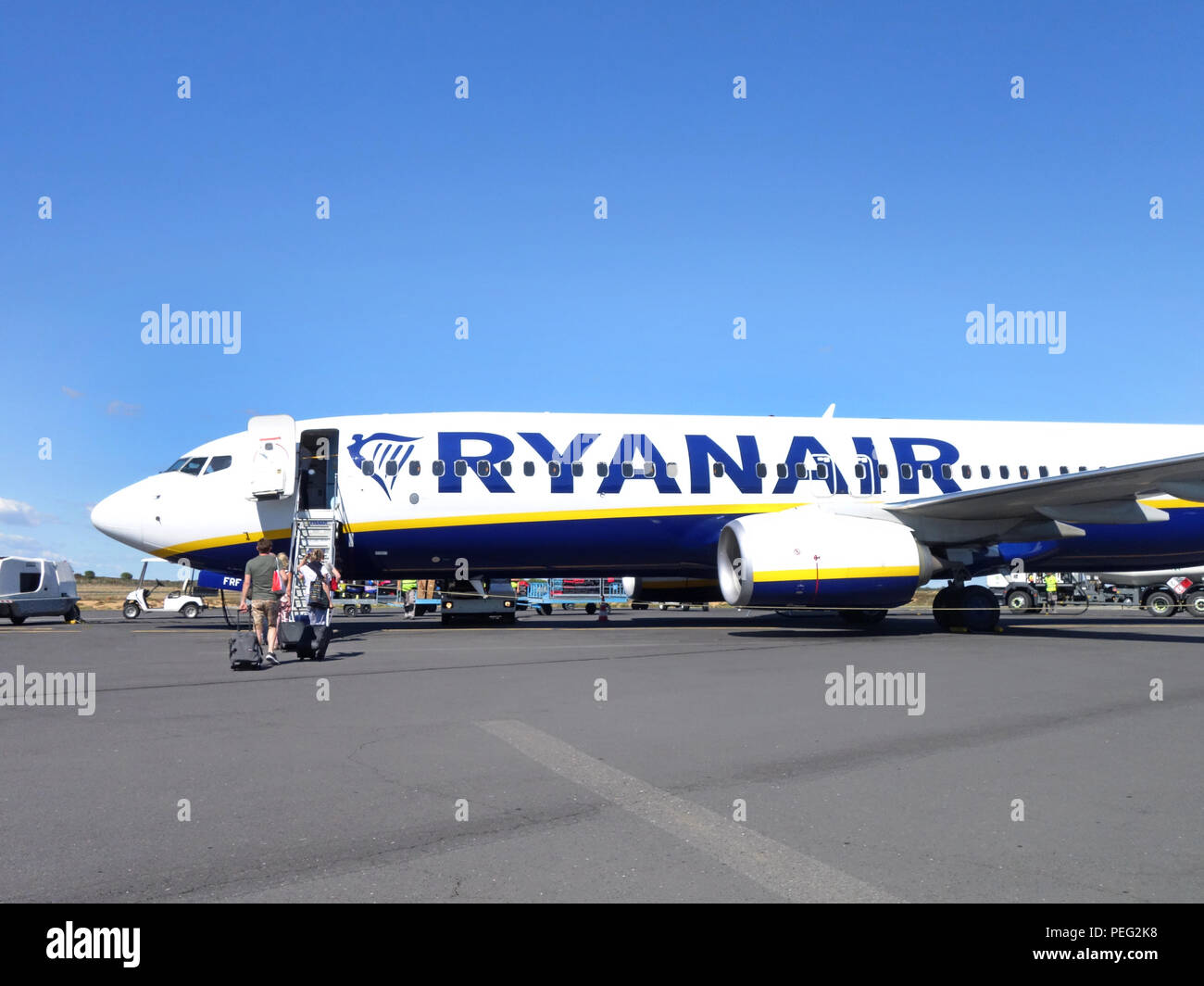 Passengers walking across the tarmac towards their homeward flight on a