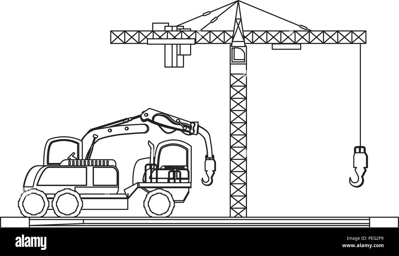crane truck icon over white background, vector illustration Stock ...