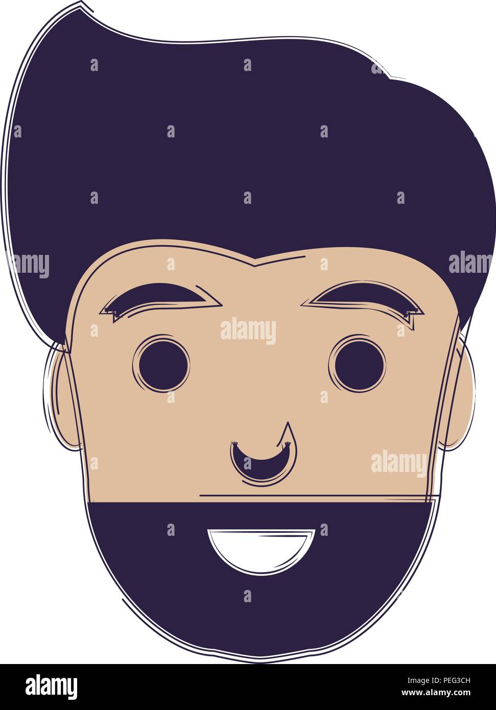 cartoon man with beard over white background, vector illustration Stock ...