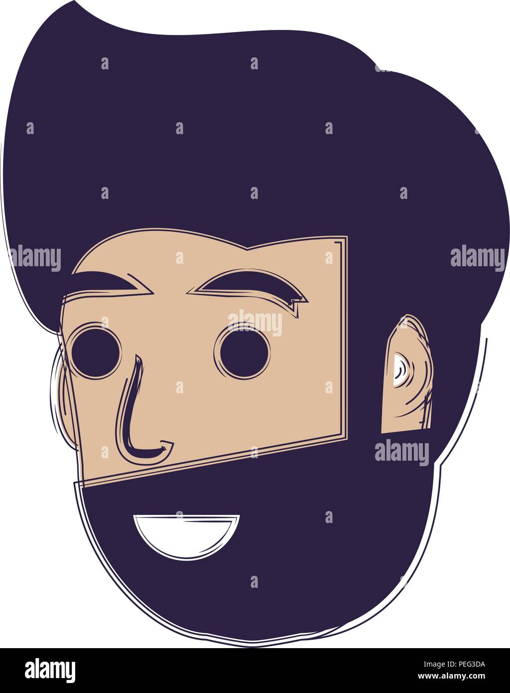 cartoon man with beard over white background, vector illustration Stock