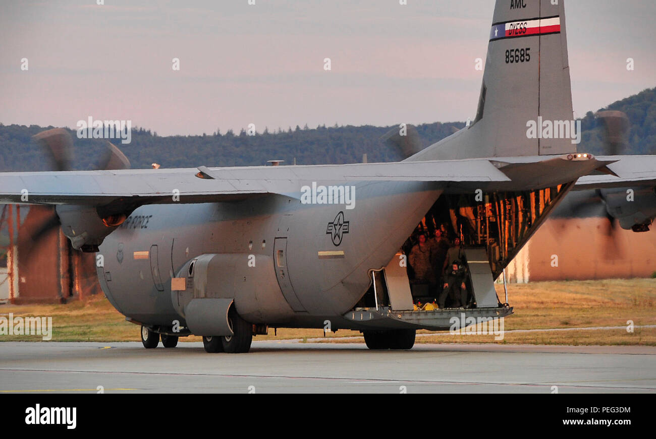 A C-130J Super Hercules cargo aircraft from Dyess Air Force Base taxis ...