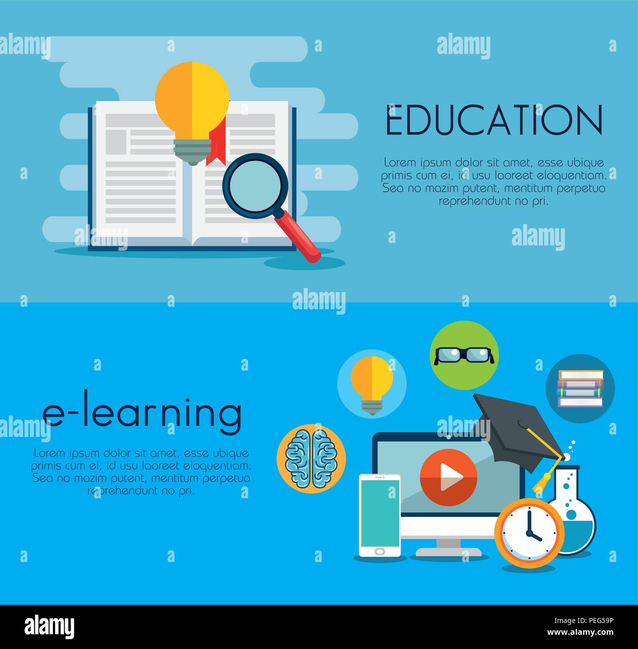 education on line set icons vector illustration design Stock Vector ...
