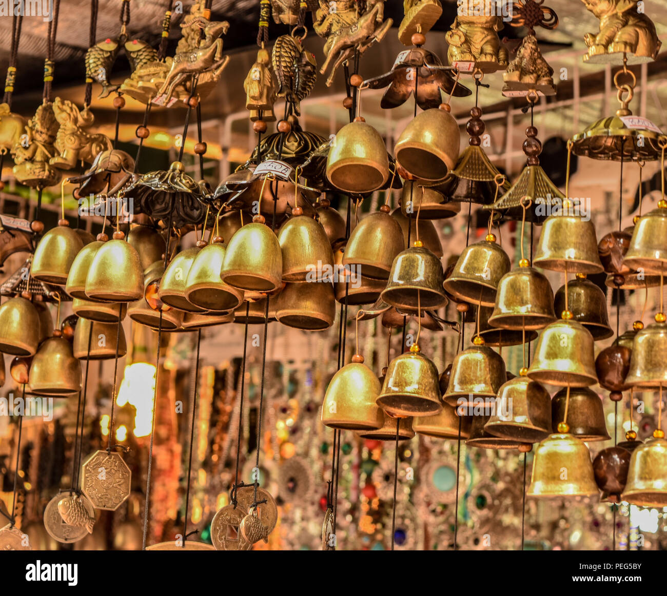 small thai style bell in temple Stock Photo