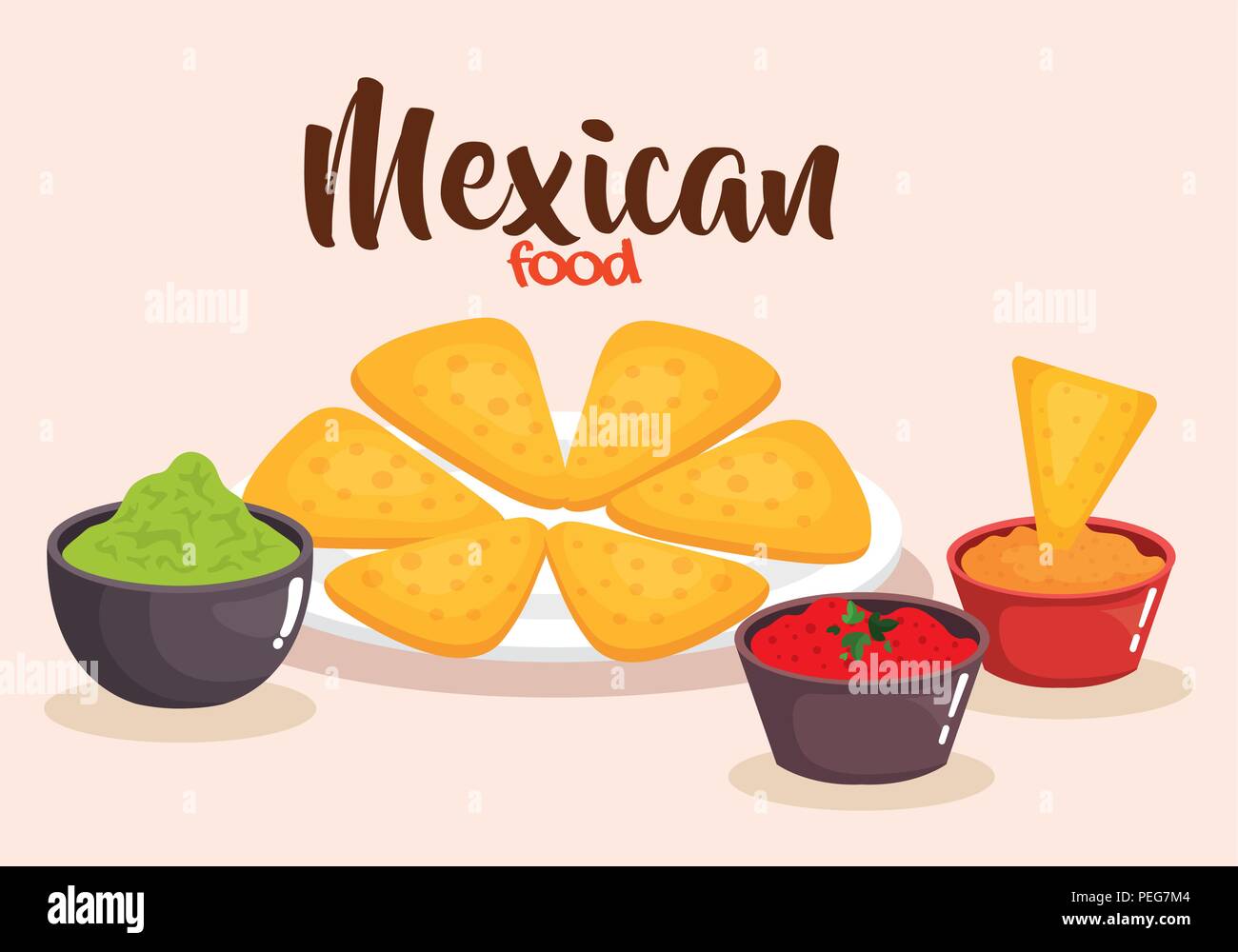 delicious mexican nachos with sauces vector illustration design Stock ...