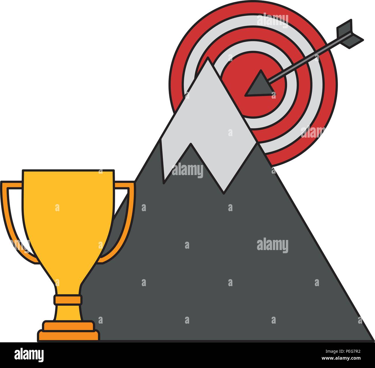 target arrow success with mountain and trophy cup Stock Vector Image ...