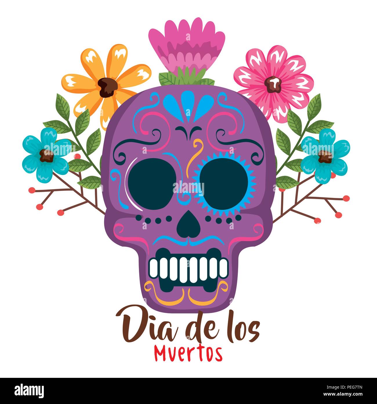 day of the dead mask with floral decoration vector illustration Stock