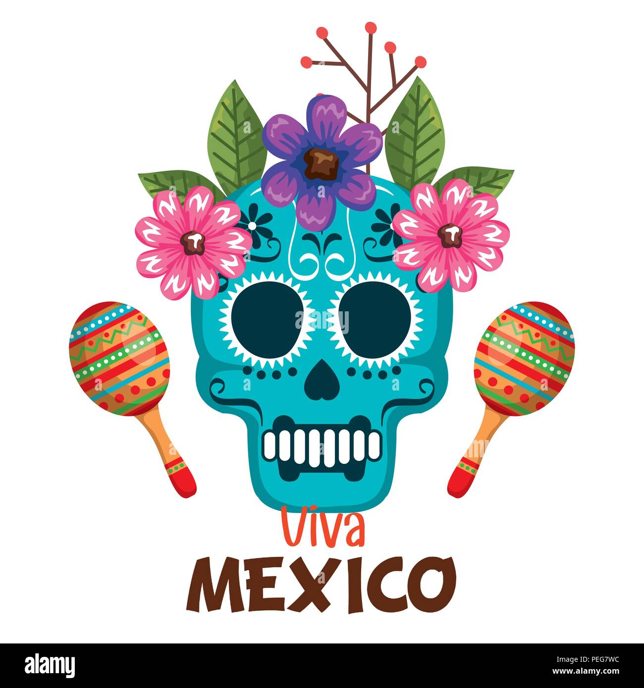 day of the dead mask with maracas vector illustration Stock Vector ...