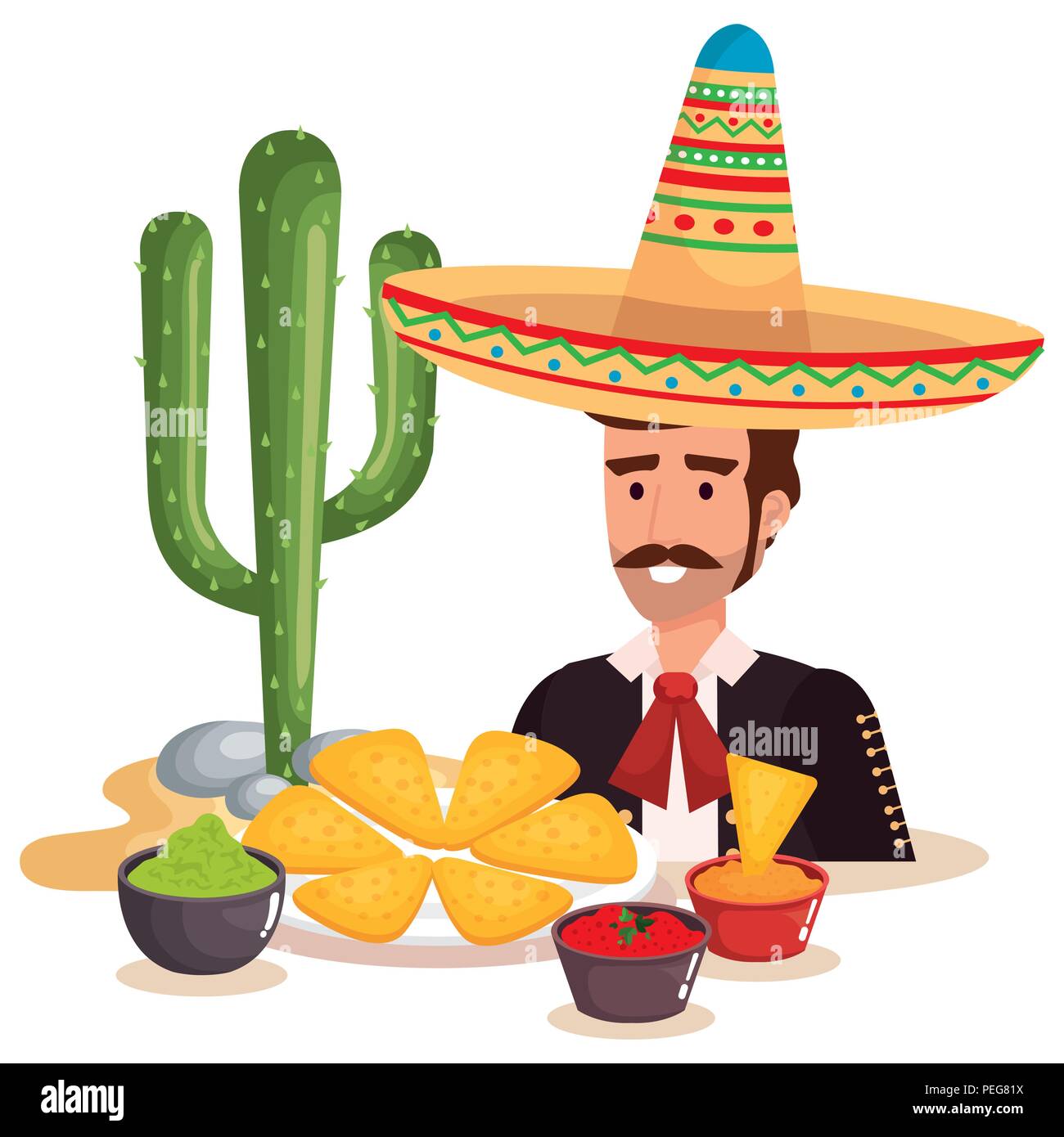 mexican mariachi with food character vector illustration Stock Vector ...