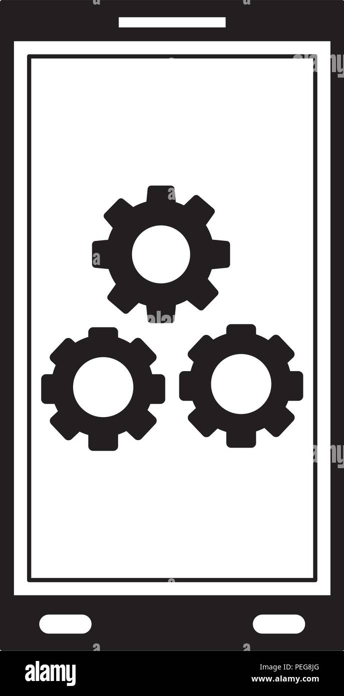 smartphone device with gear machine isolated icon Stock Vector Image ...