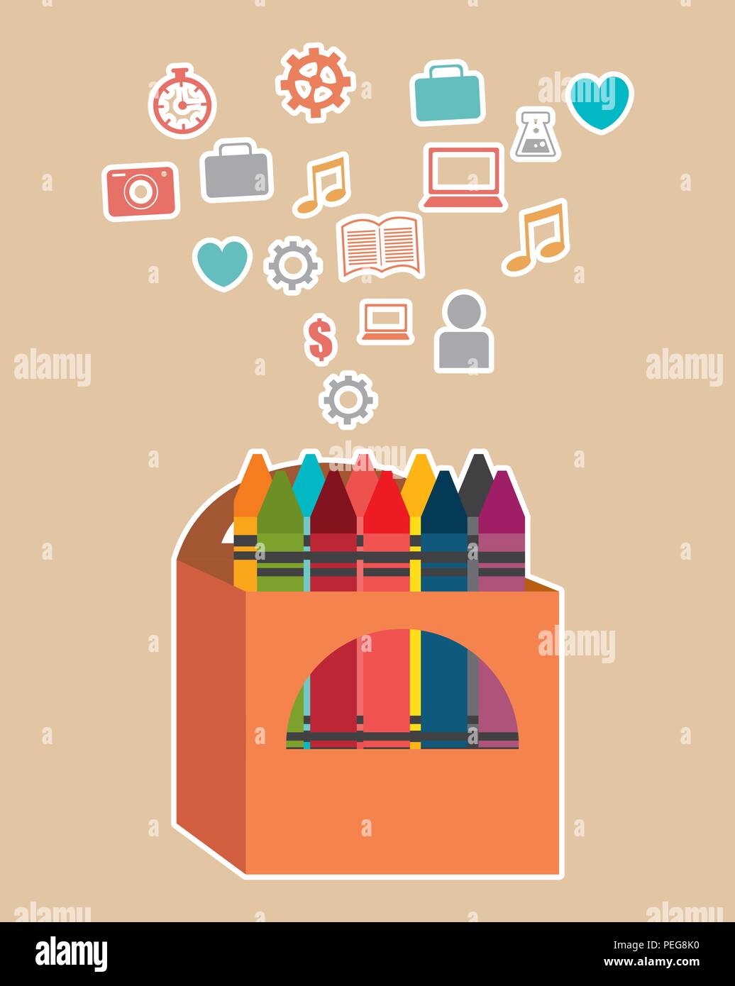 back to school label with colors crayons vector illustration Stock