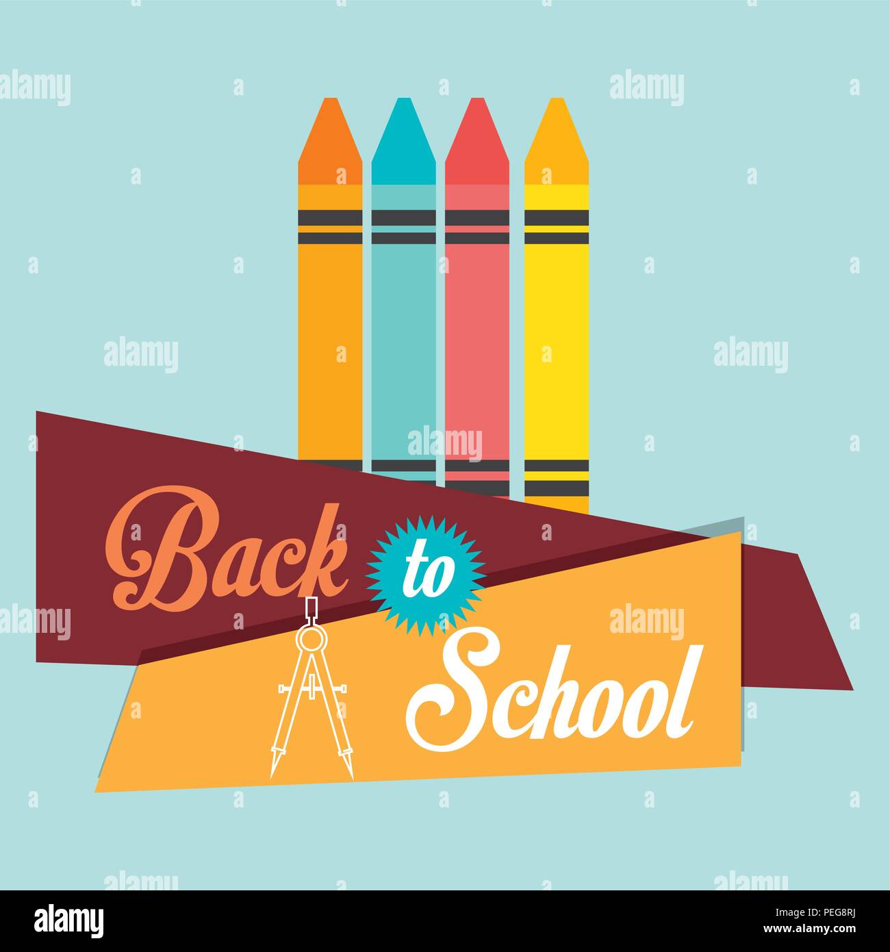 back to school label with colors crayons vector illustration design