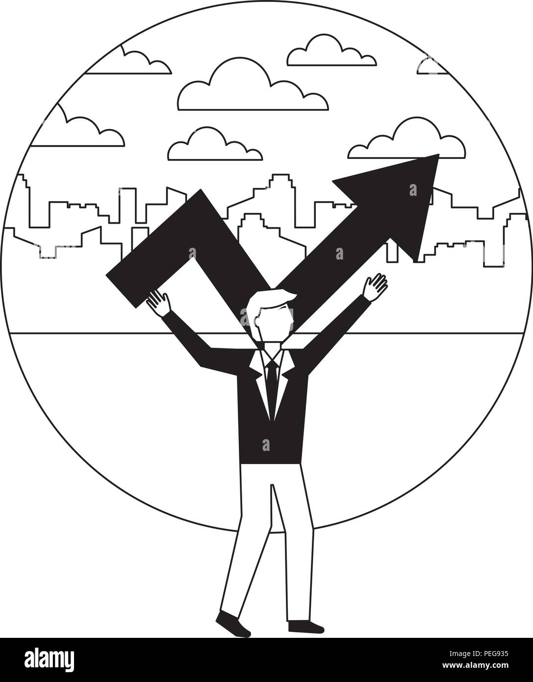 businessman with arrow up in cityscape Stock Vector Image & Art - Alamy