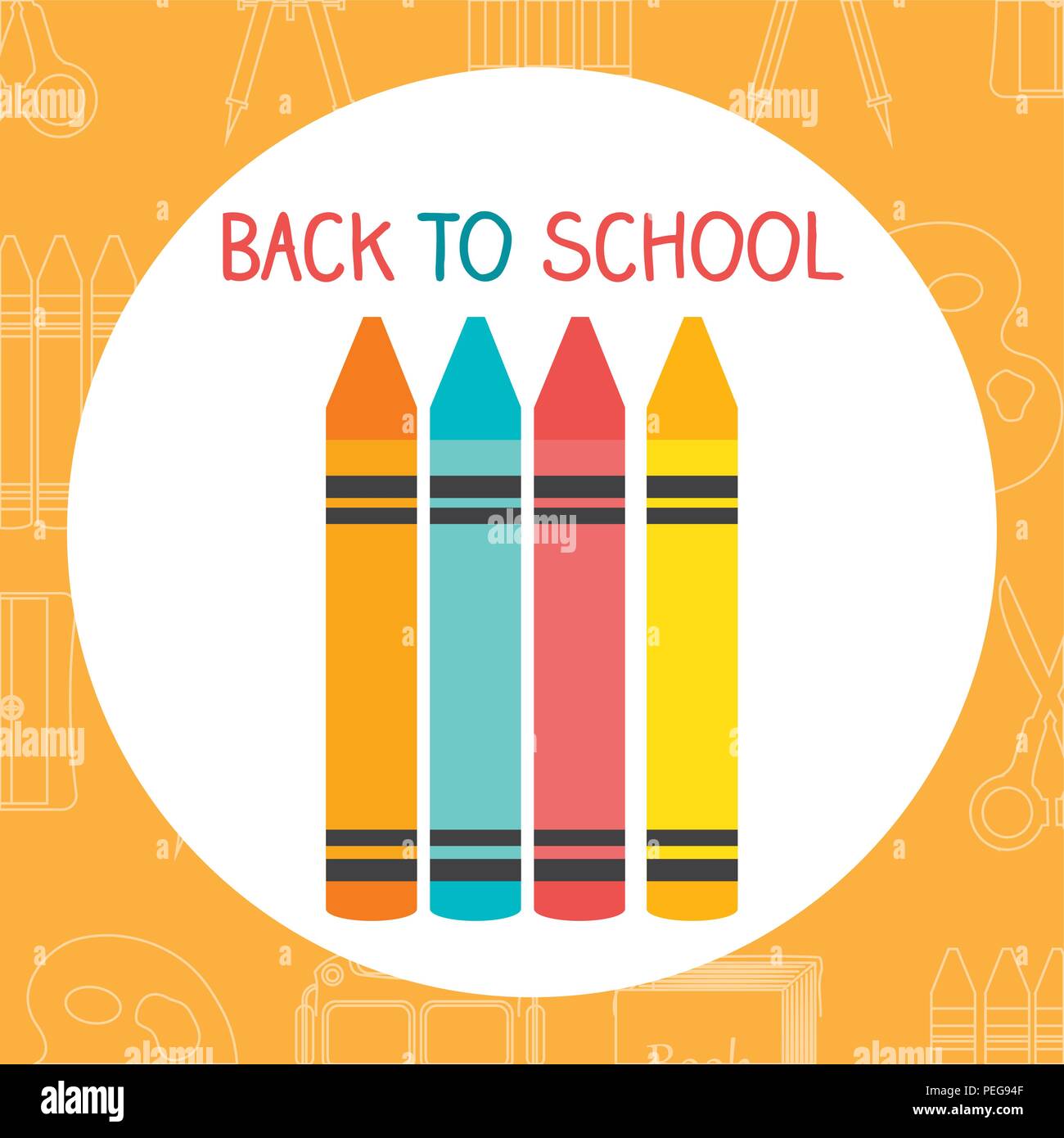 back to school label with colors crayons vector illustration design