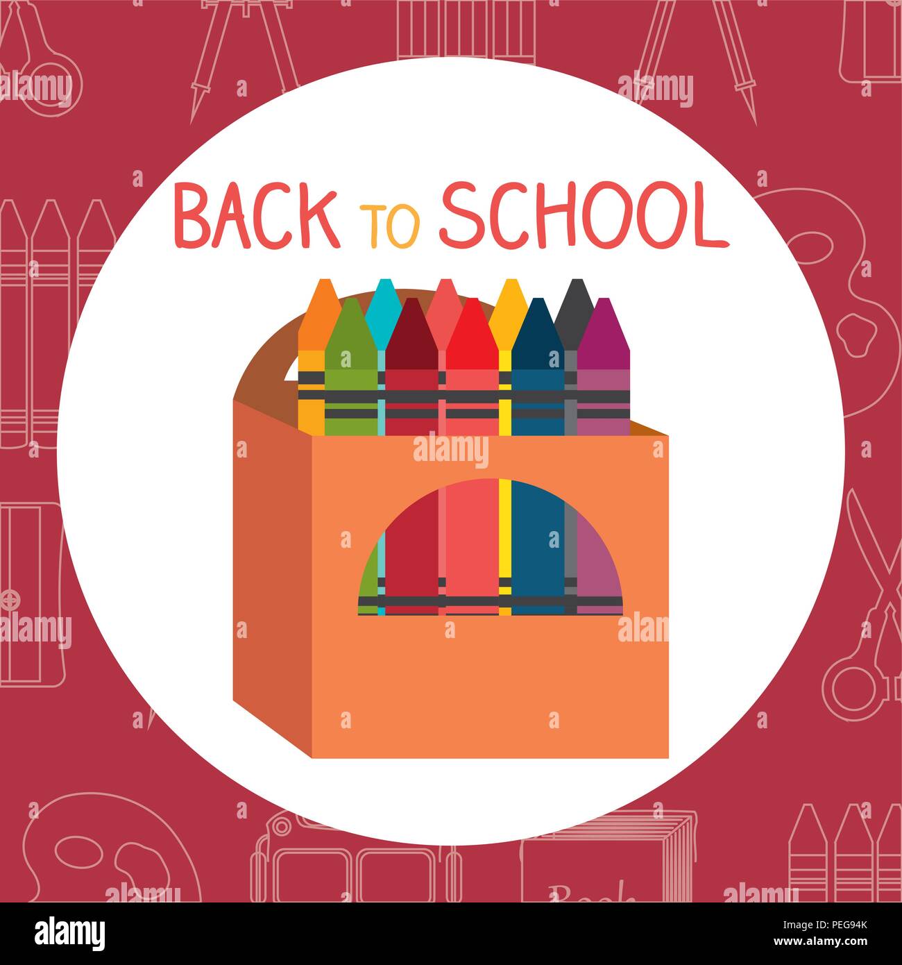 back to school label with colors crayons vector illustration design ...