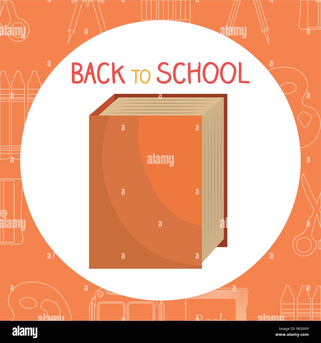 back to school label with books and supplies vector illustration design