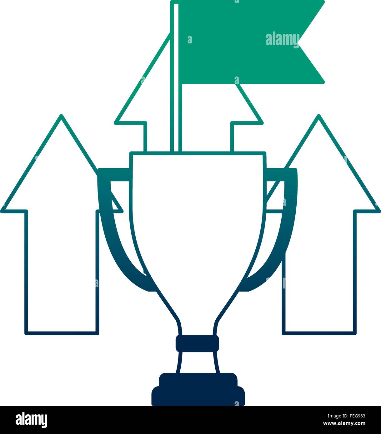 trophy award cup with arrows up and flag Stock Vector Image & Art - Alamy
