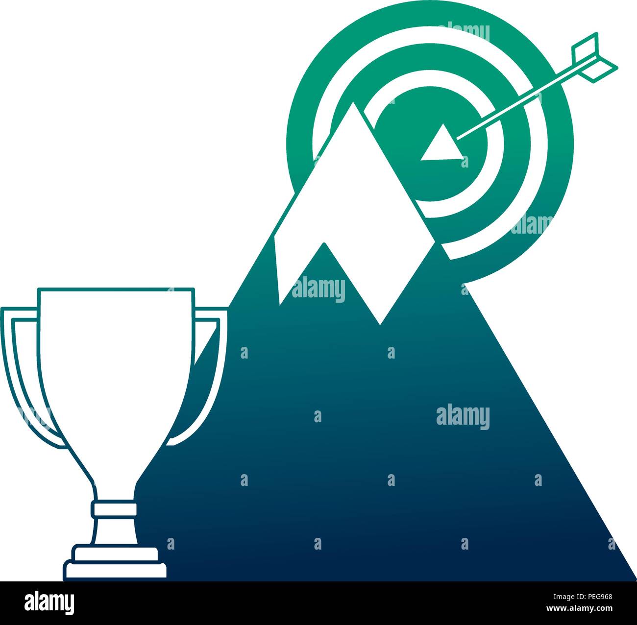 target arrow success with mountain and trophy cup Stock Vector Image ...