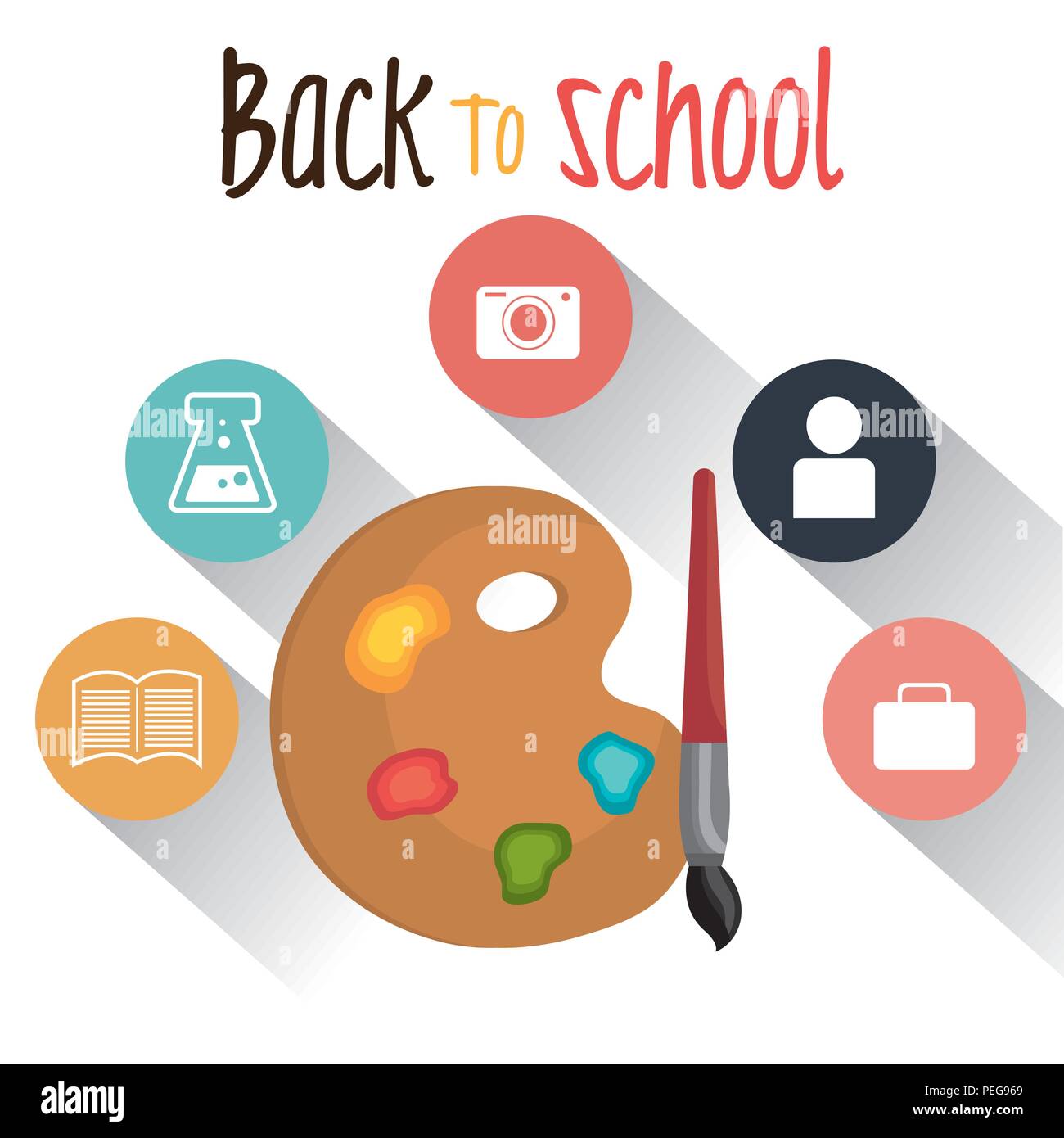 back to school label with pallette colors vector illustration Stock ...
