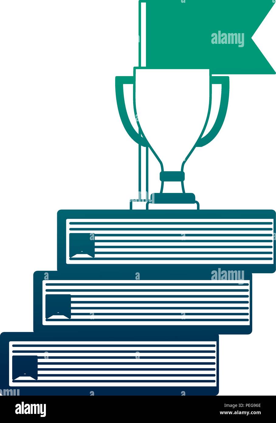 trophy award cup with flag in pile books Stock Vector Image & Art - Alamy