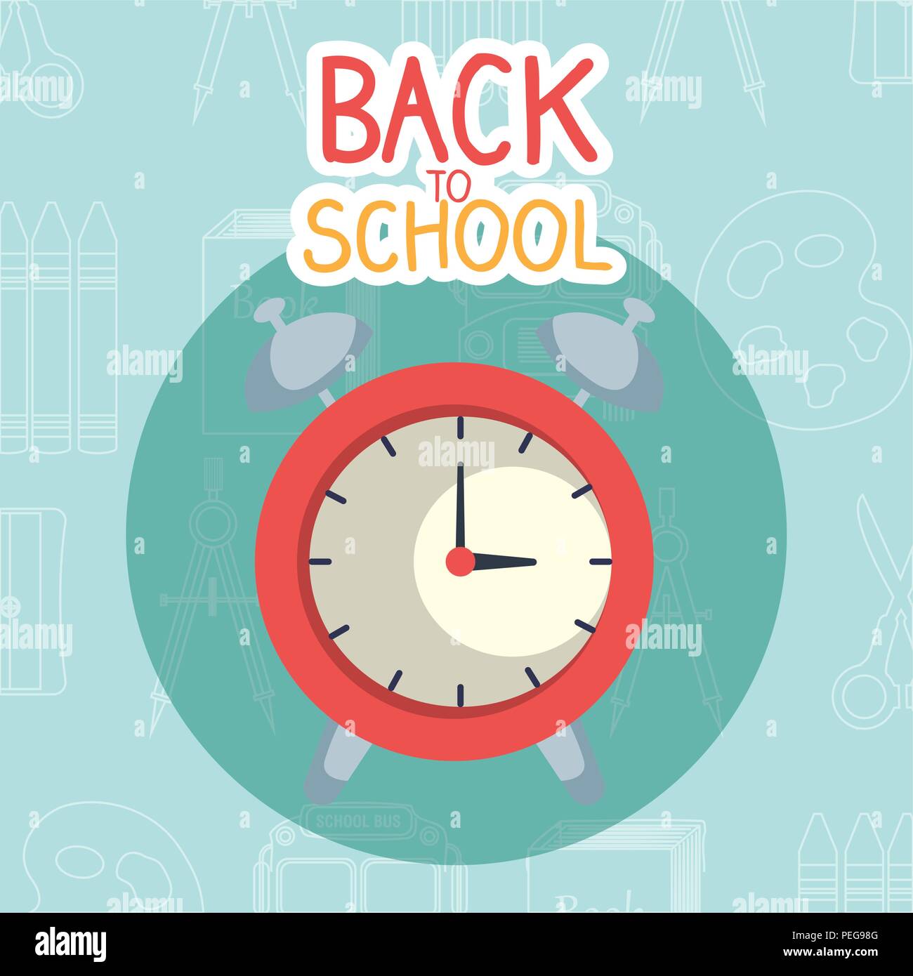 back to school label with alarm clock vector illustration design Stock ...