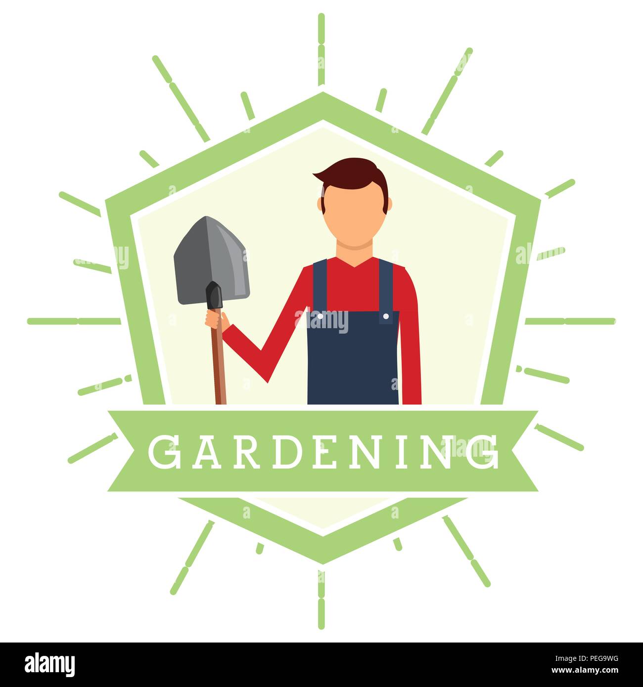gardener man with shovel emblem gardening image Stock Vector Image ...