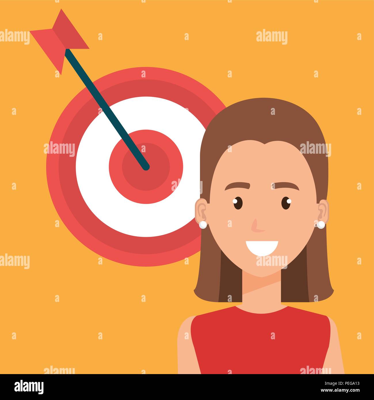 young woman with target character vector illustration design Stock ...