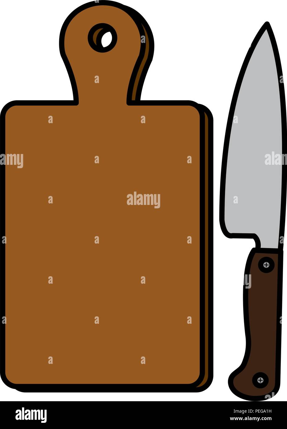 kitchen wooden board with knife vector illustration design Stock Vector ...