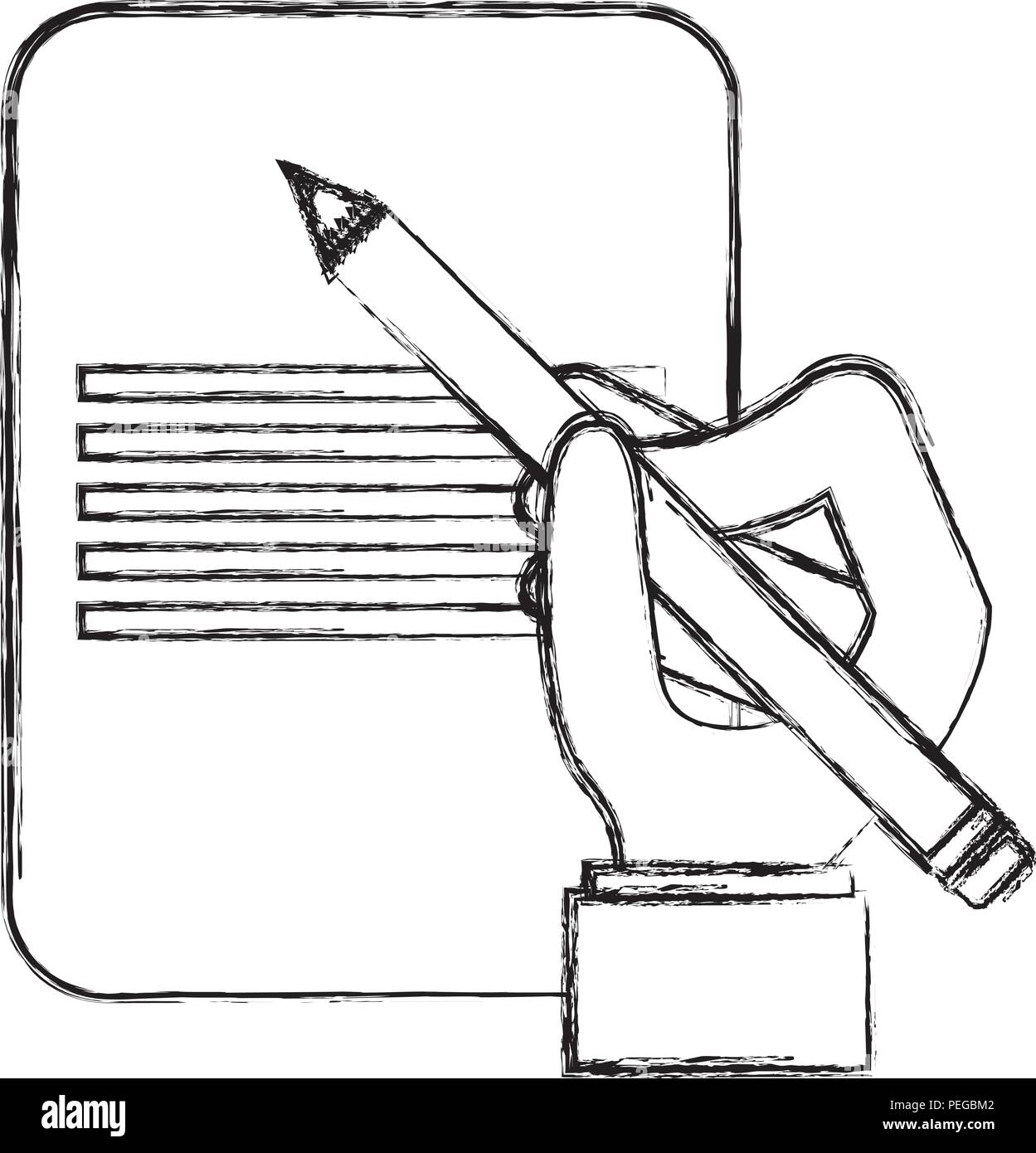 hand writing with pencil in document vector illustration design Stock ...