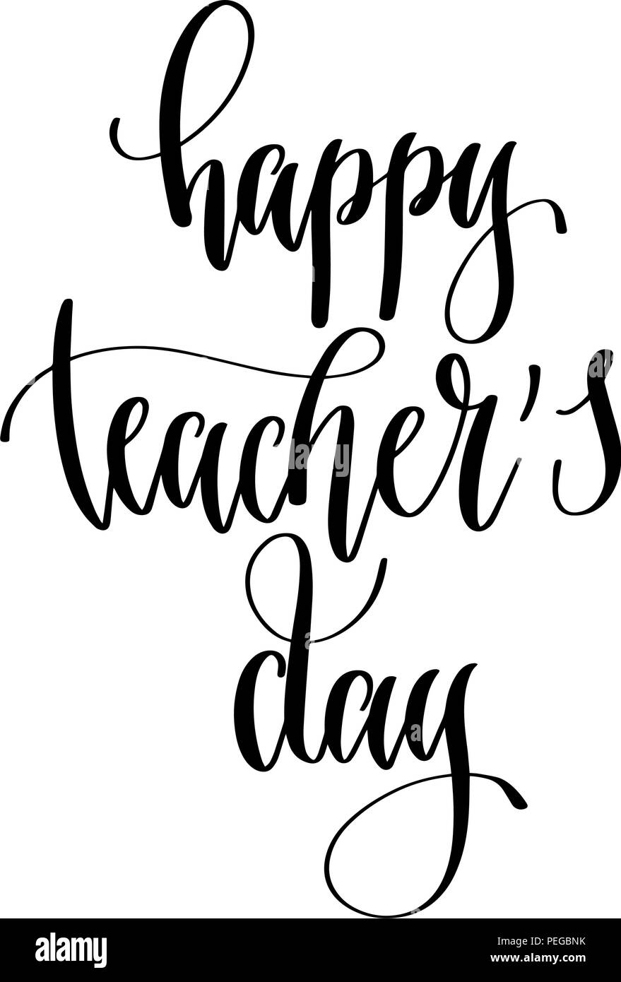 Happy Teachers Day Card Black And White