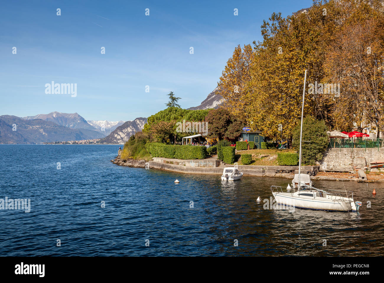 LECCO, ITALY/EUROPE OCTOBER 29 View of Boats on Lake Como at Lecco