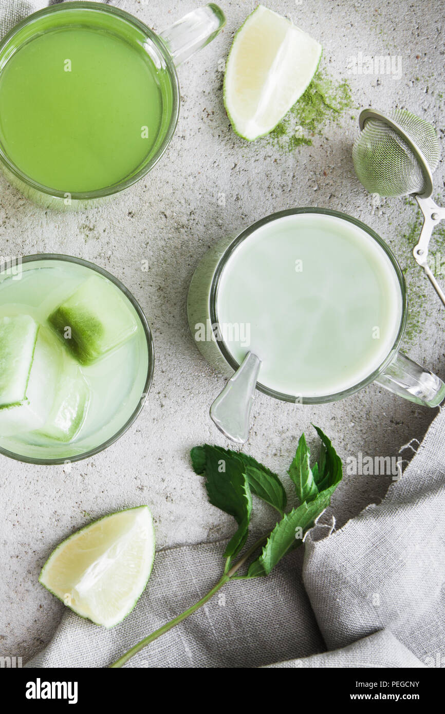 Selection of matcha beverages Stock Photo Alamy