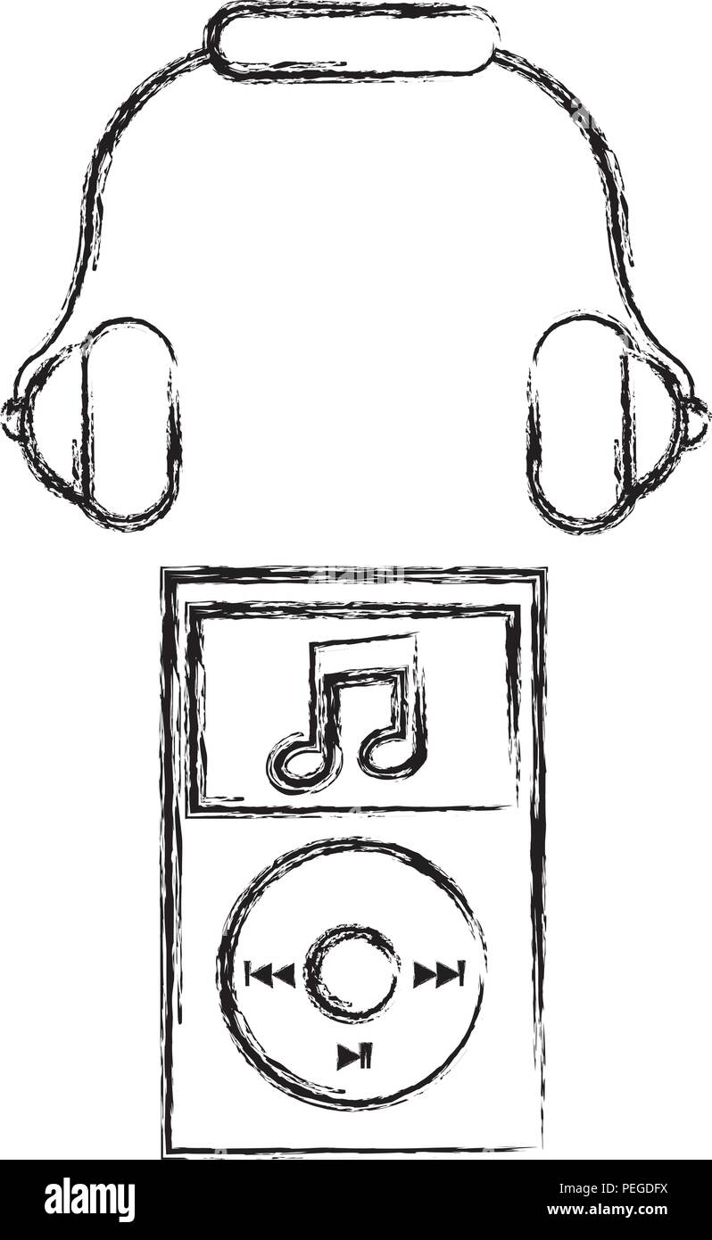 music player mp3 with headphone vector illustration design Stock Vector