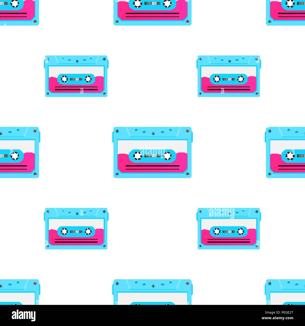 Vintage seamless pattern with analogue music cassettes. 80s Loopable ...