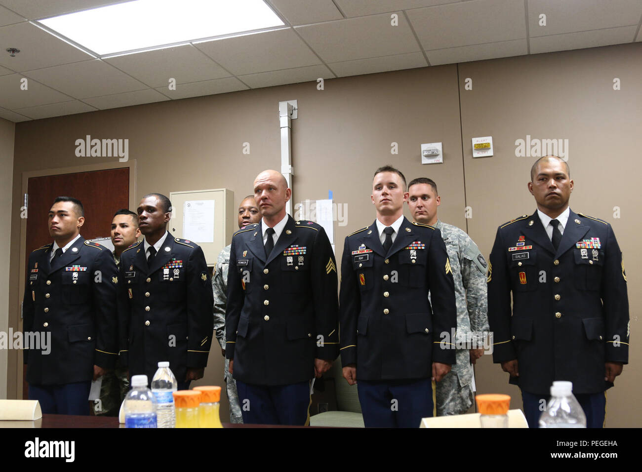 Soldiers with 69th Air Defense Artillery Brigade receive a brief before