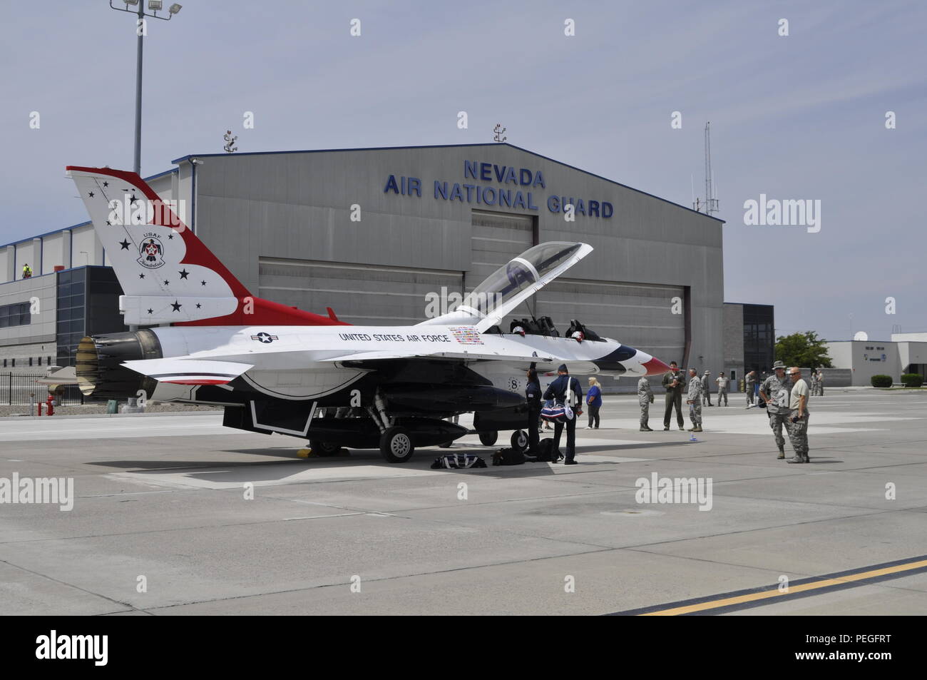 U.S. Air Force Thunderbird jet No. 8 arrives at Nevada Air National