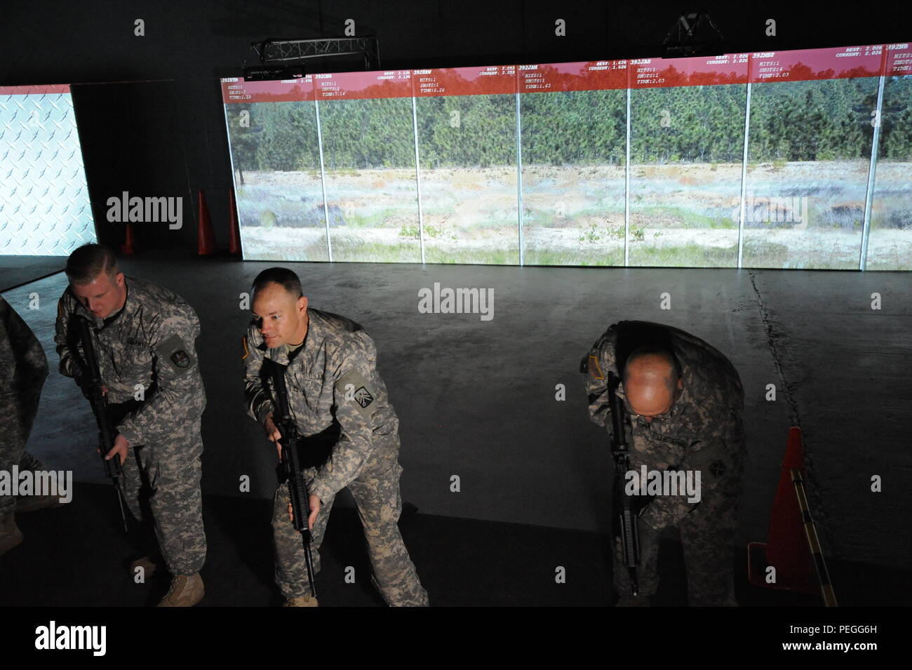 U.S. Soldiers demonstrate use of the new Gunfighter Gymnasium during