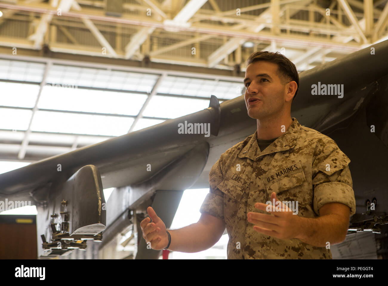 U.S. Marine Corps 1st Lt. Matthew Lake, gives a brief to intelligence