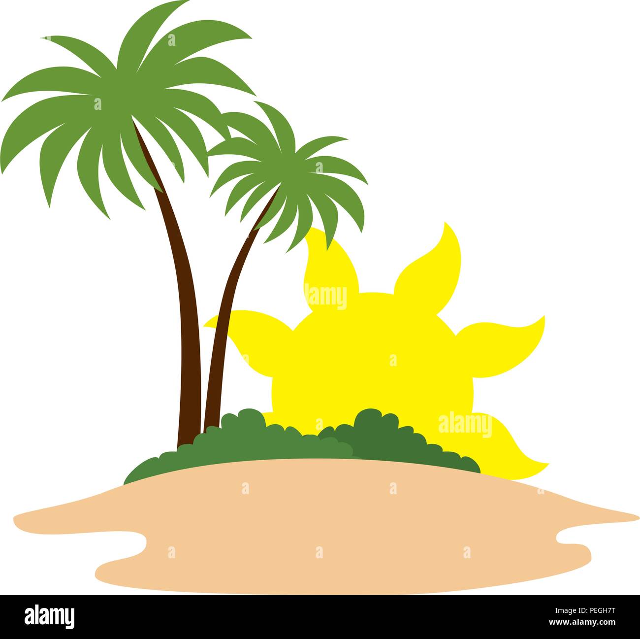 tree palms with sun scene Stock Vector Image & Art - Alamy