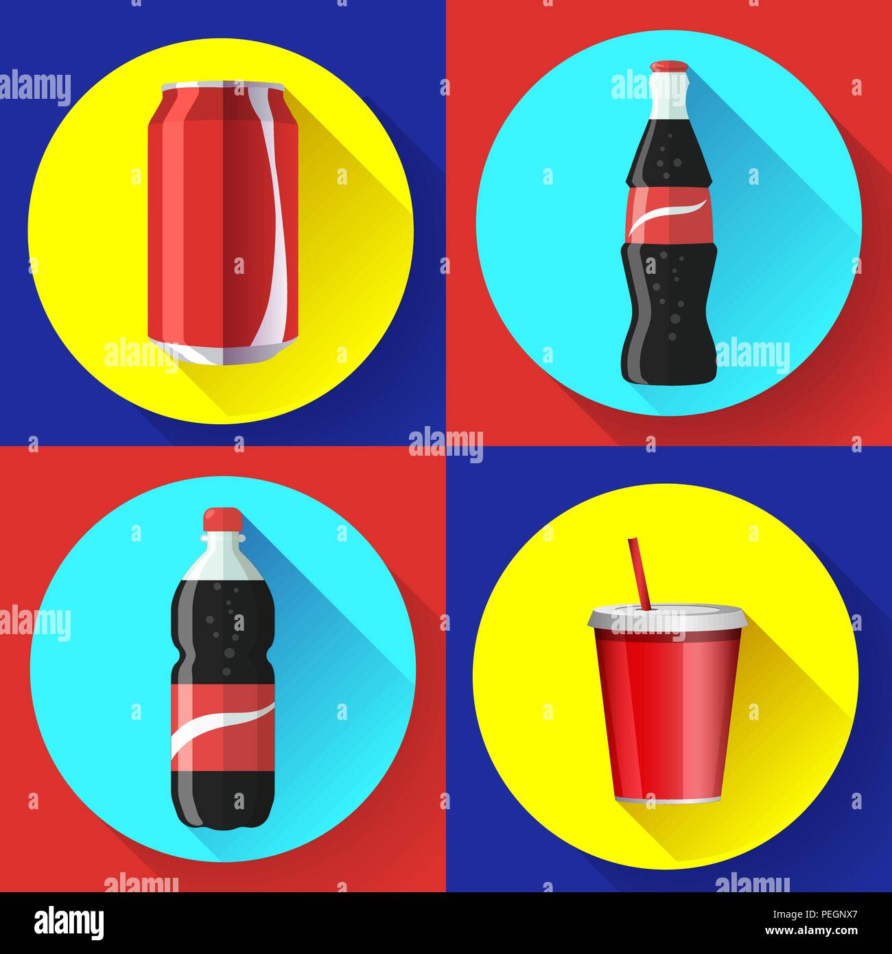 sweet water bottle set flat vector icon set Stock Vector